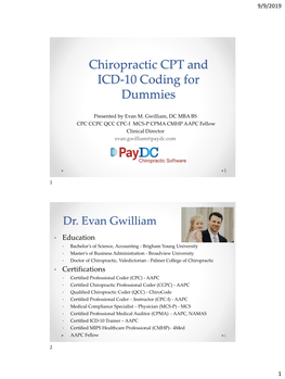 Chiropractic CPT and ICD-10 Coding for Dummies