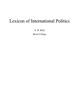 Lexicon of International Politics