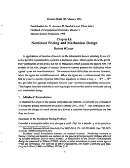 Nonlinear Pricing and Mechanism Design Robert Wilson