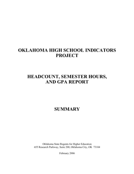 Oklahoma High School Indicators Project