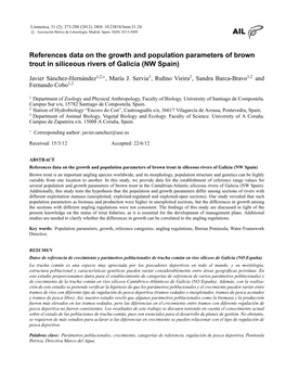 References Data on Growth & Population Parameters of Brown