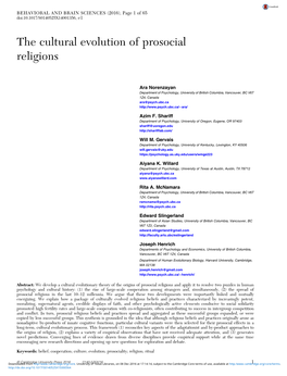 The Cultural Evolution of Prosocial Religions