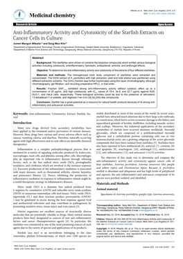 Anti-Inflammatory Activity and Cytotoxicity of the Starfish Extracts