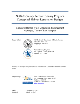 Suffolk County Peconic Estuary Program Conceptual Habitat Restoration Designs