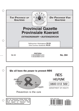 Provincial Gazette Provinsiale Koerant EXTRAORDINARY • BUITENGEWOON