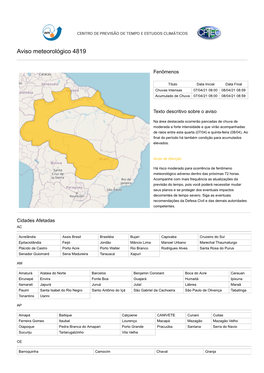 Aviso Meteorológico 4819