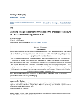 Examining Changes in Seafloor Communities at the Landscape Scale Around the Capricorn Bunker Group, Southern GBR