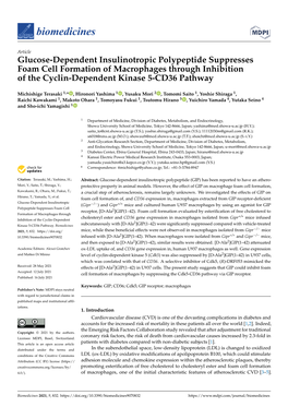 Glucose-Dependent Insulinotropic Polypeptide Suppresses Foam Cell Formation of Macrophages Through Inhibition of the Cyclin-Dependent Kinase 5-CD36 Pathway