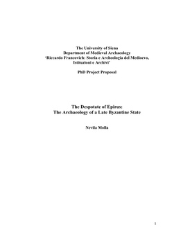 The Despotate of Epirus: the Archaeology of a Late Byzantine State