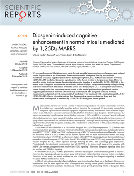 Diosgenin-Induced Cognitive Enhancement in Normal Mice Is