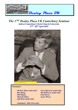 Dealey Plaza UK Canterbury Seminar Held at Canterbury Christ Church University 27Th / 28Th April 2019