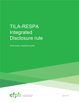 TILA-RESPA Integrated Disclosure Rule