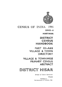 Village & Townwise Primary Census Abstract, Hisar, Part
