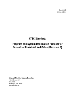 ATSC Standard: Program and System Information Protocol for Terrestrial Broadcast and Cable (Revision B)