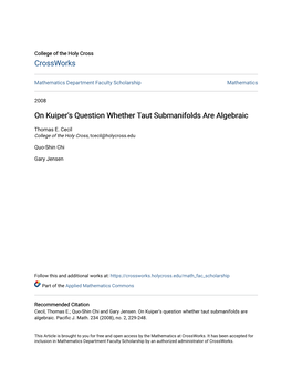 On Kuiper's Question Whether Taut Submanifolds Are Algebraic