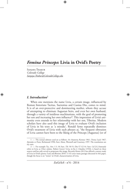 Femina Princeps: Livia in Ovid's Poetry