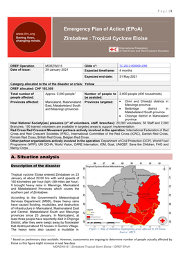 Emergency Plan of Action (Epoa) Zimbabwe : Tropical Cyclone Eloise