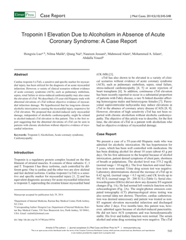 Troponin I Elevation Due to Alcoholism in Absence of Acute Coronary Syndrome: a Case Report