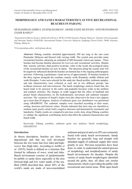 Morphology and Sand Characteristics at Five Recreational Beaches in Pahang