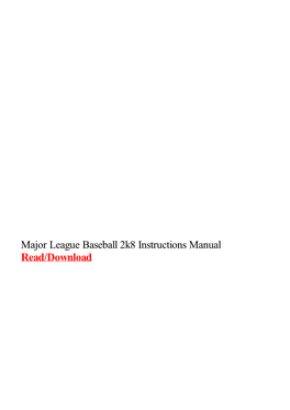 Major League Baseball 2K8 Instructions Manual