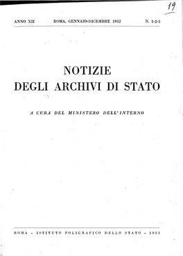 Notizie Degli Archivi Di Stato. Anno