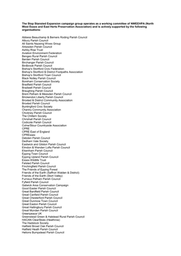 The Stop Stansted Expansion Campaign Group Operates As a Working Committee of NWEEHPA (North West Essex and East Herts Preservat