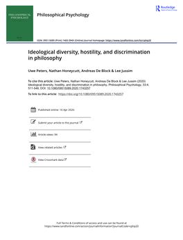 Ideological Diversity, Hostility, and Discrimination in Philosophy