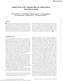 Mind Your Left: Spatial Bias in Subcortical Fear Processing