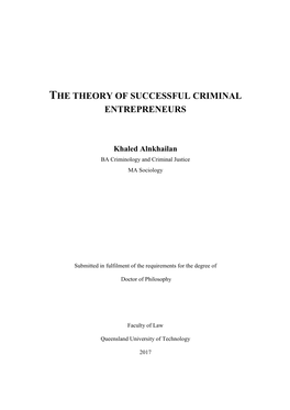 The Theory of Successful Criminal Entrepreneurs