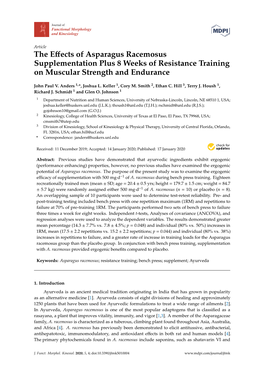 The Effects of Asparagus Racemosus Supplementation Plus 8 Weeks Of