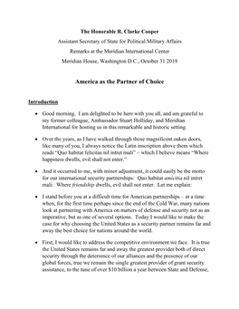 America As the Partner of Choice