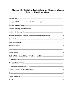Assistive Technology for Students Who Are Blind Or Have Low Vision