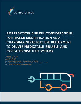 Best Practices and Key Considerations for Transit Electrification and Charging Infrastructure Deployment to Deliver Predictable