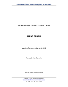 ESTIMATIVAS DAS COTAS DO FPM MINAS GERAIS -.. Observatório De