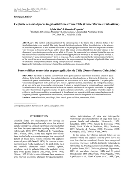 Cephalic Sensorial Pores in Galaxiid Fishes from Chile (Osmeriformes: Galaxiidae)