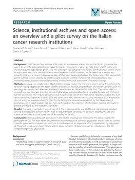 Science, Institutional Archives and Open Access: an Overview and A