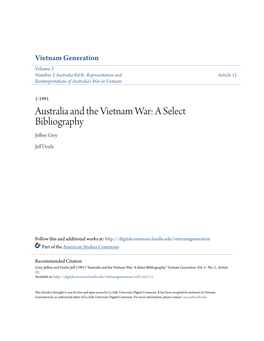 Australia and the Vietnam War: a Select Bibliography Jeffrey Grey