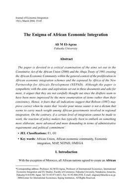 The Enigma of African Economic Integration