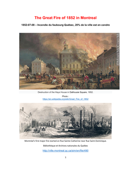 The Great Fire of 1852 in Montreal
