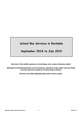 School Bus Services in Rochdale September 2018 to July 2019