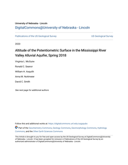 Altitude of the Potentiometric Surface in the Mississippi River Valley Alluvial Aquifer, Spring 2018