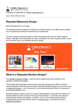 Repeated Measures Design