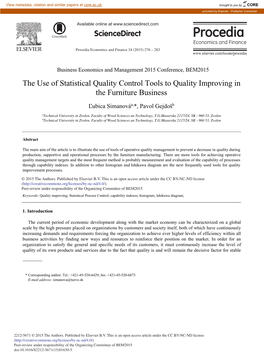 The Use of Statistical Quality Control Tools to Quality Improving in the Furniture Business