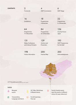 CONTENTS Festival Map Marquee Events 101 Talks, Workshops