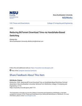 Reducing Bittorrent Download Time Via Handshake-Based Switching