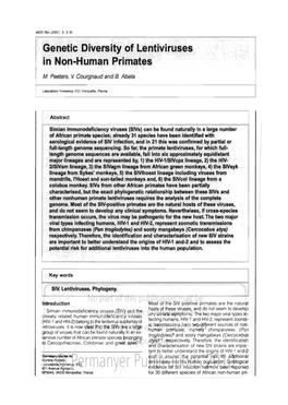 Genetic Diversity of Lentiviruses in Non-Human Primates