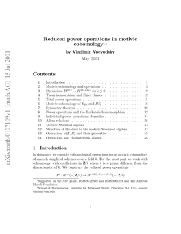 Reduced Power Operations in Motivic Cohomology1,2