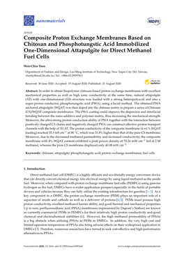 Composite Proton Exchange Membranes Based on Chitosan and Phosphotungstic Acid Immobilized One-Dimensional Attapulgite for Direct Methanol Fuel Cells