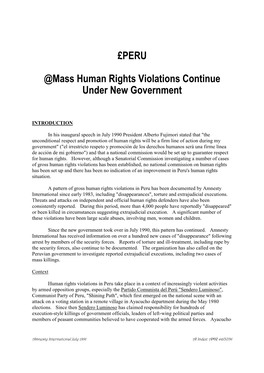 £PERU @Mass Human Rights Violations Continue Under New