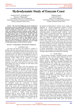 Hydrodynamic Study of Enayam Coast